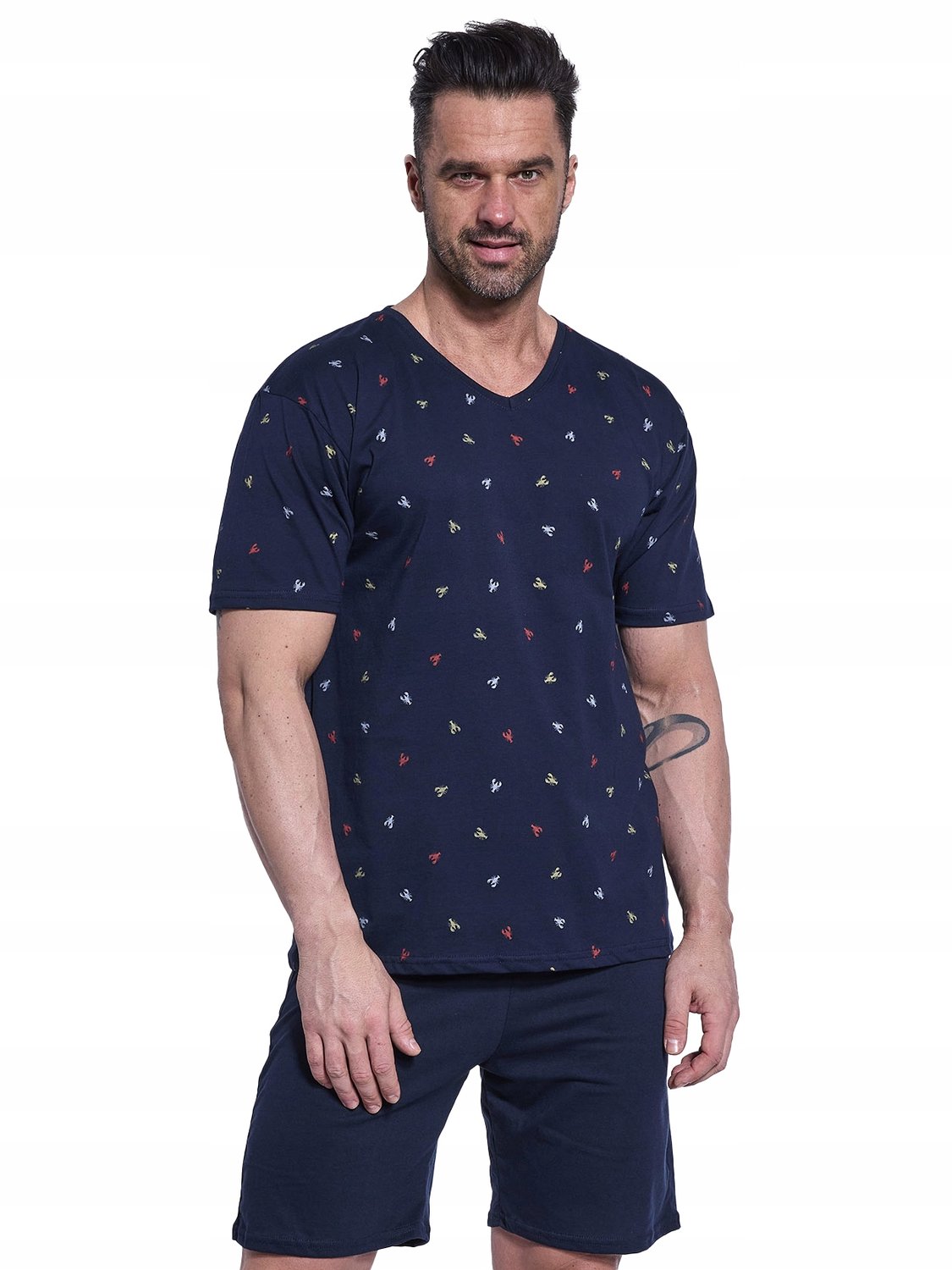 Cornette Heren Pyjama Glen 472/287 - Maat S - Marineblauw met kreeftjes