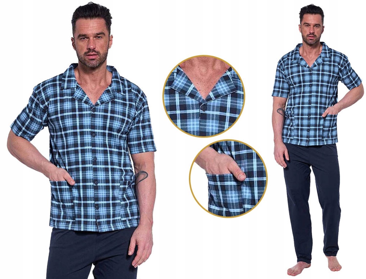 Cornette Herenpyjama Witold Blauw/Marine M - 100% Katoen