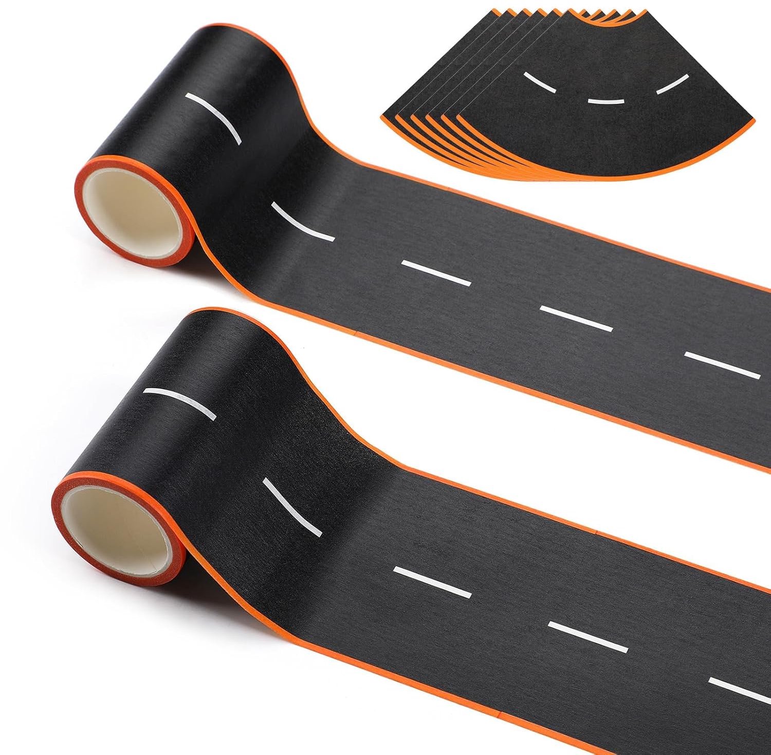 Straatband van 7,6 cm voor kinderen, zwarte straatbanden zonder resten voor speelgoedauto's, 2 rollen straatband met - ShopVlot