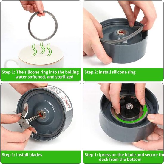 Vervangende Extractor Blade voor Nutribullet met Siliconen O-Ringen en Antivibratie Pad, Geschikt voor 600W en 900W Modellen van Merkloos — afbeelding 3