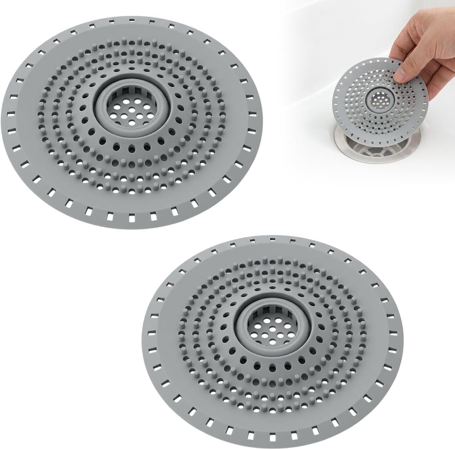 Set van 2 Siliconen Afvoerfilters met Zuignap - Universele Haarfilter voor Keuken en Badkamer