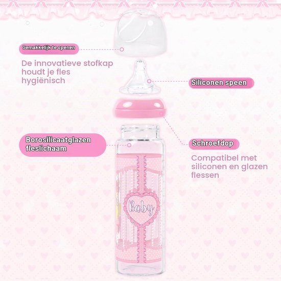 LittleForBig Adult Baby Bottle Ultra Printed Specialty Oversized Glass Bottle Feeding Blushing Baby Pattern — afbeelding 2