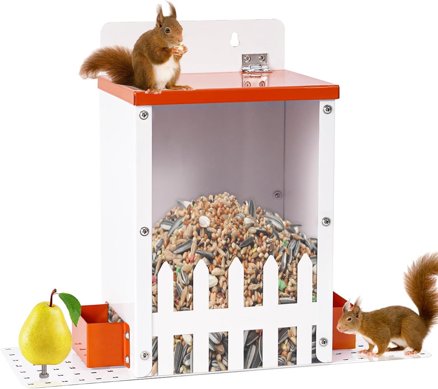 Squirrel Feeder Dispenser Outdoor Metal Squirrels Picnic Table Bench Feeder Dispenser for Hanging Outdoor Tree House - ShopVlot