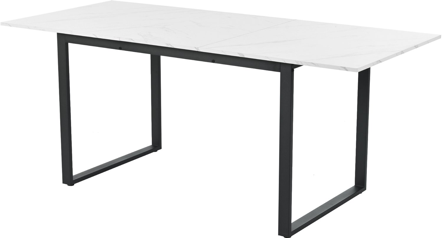 SONNENH Uitschuifbare eettafel met metalen sledepoten - MDF marmerlook - 140 tot 180 cm - Wit