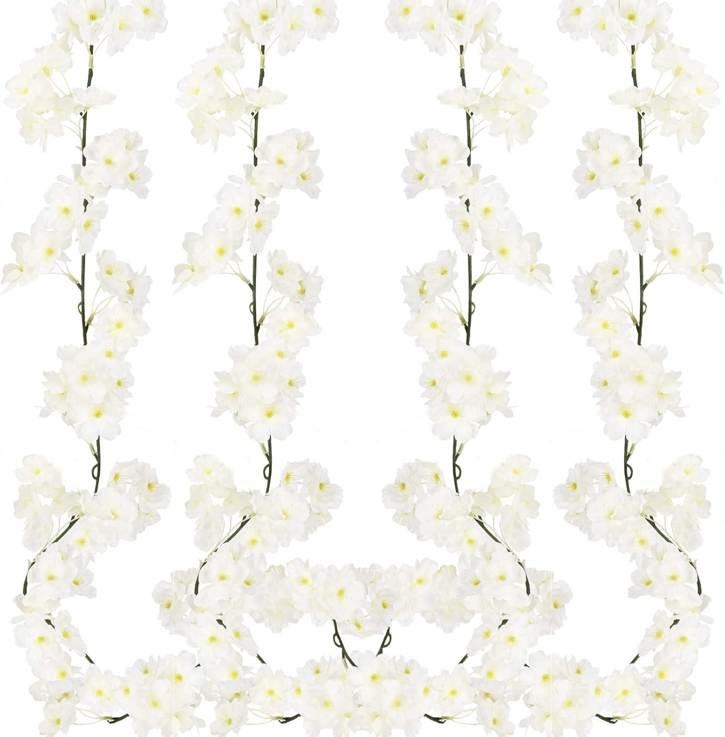 SnelShoppen - Kunststof Kersenbloesem Garland - 4 Stuks - 5.9 FT Nepparen Bloemen Voor Binnen Buiten - Decoratie Voor Bruiloften, Tuin, Feest, DIY - R