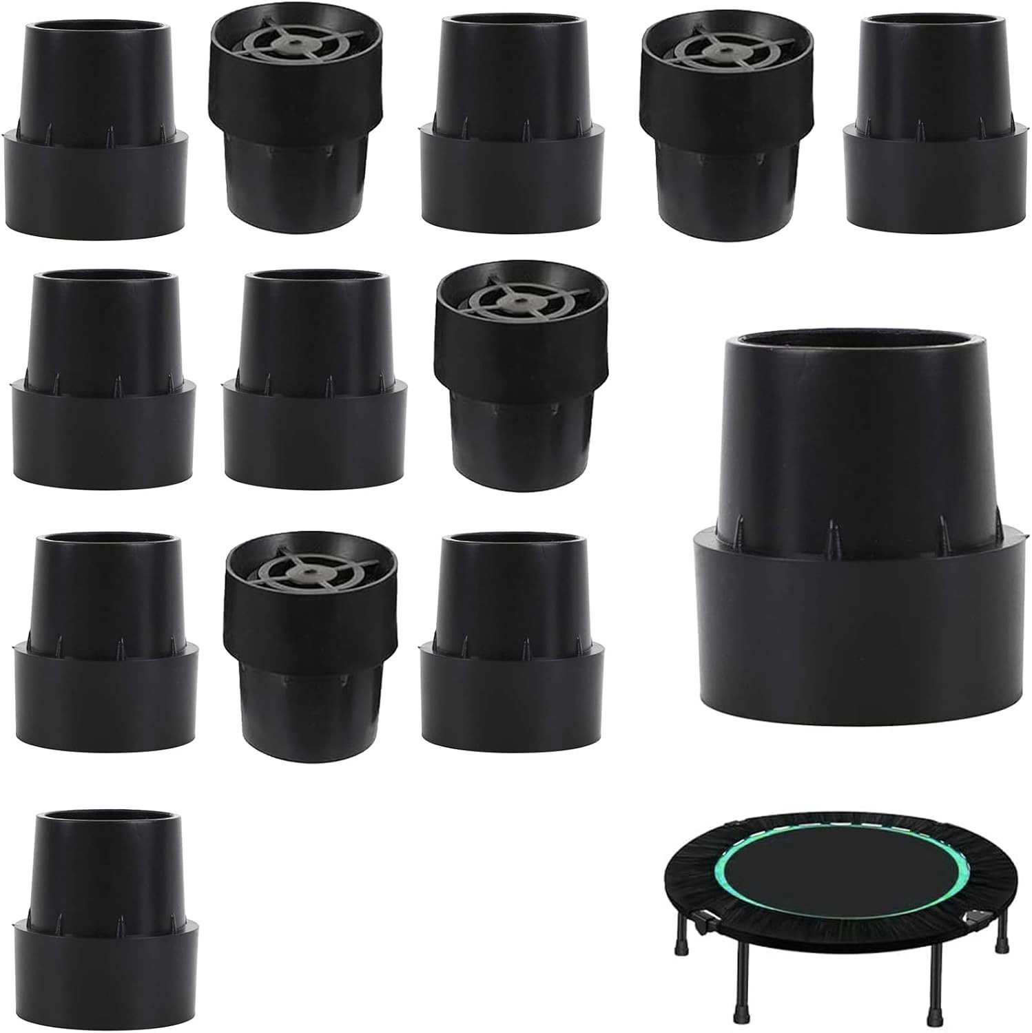 Rubberen voetcaps voor trampolines - Set van 12 antislip voetjes voor meubels, stoelen en trampolines, zwart