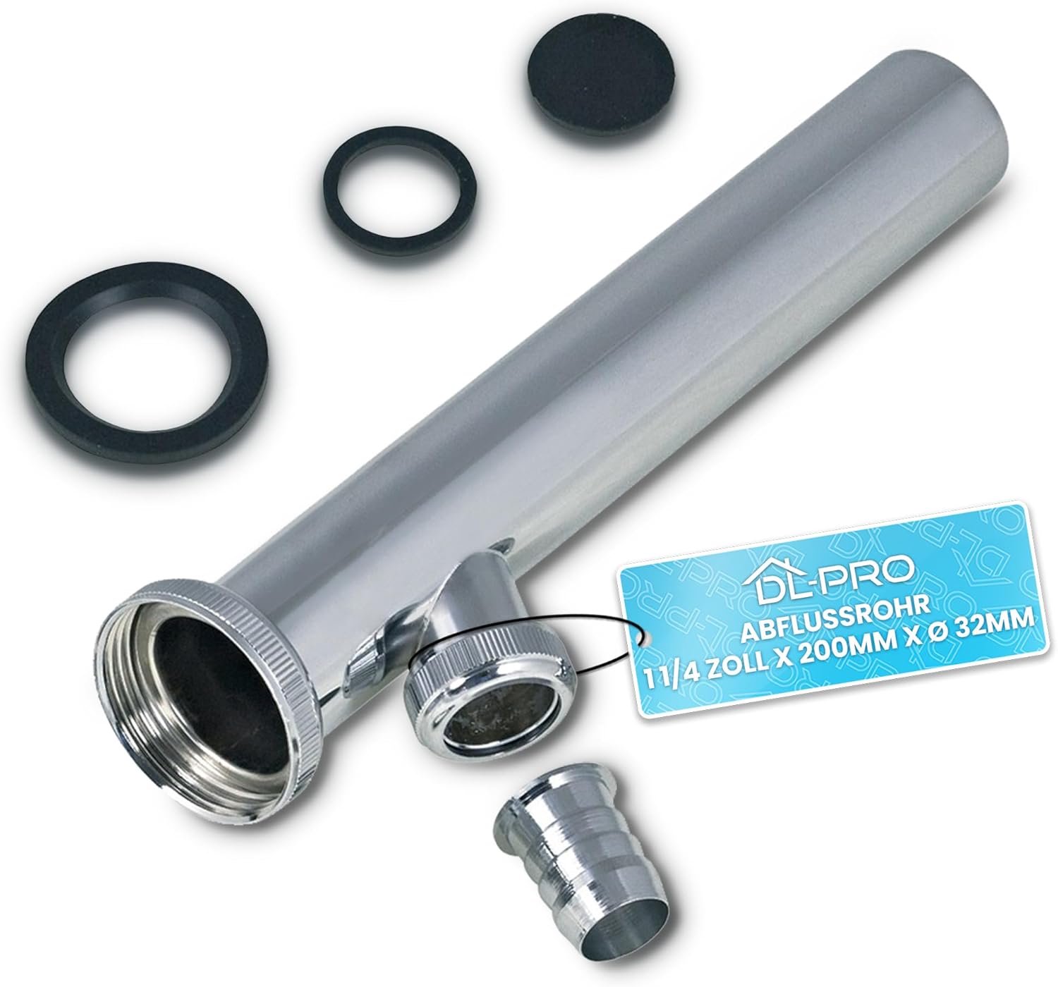 Afvoerbuis 1 1/4 Inch - 200 mm - Ø 32 mm - Voor aansluiting wasmachine/dishwasher - ShopVlot