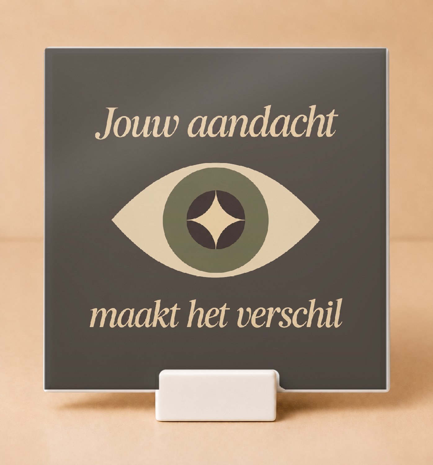 Bedruk King Retro jaren 70 Tegel "Eindejaars-applaus voor de klas" – Sfeervolle decoratieve tegel voor leraren en onderwijsfans - 15 x 15 cm met houder Wit