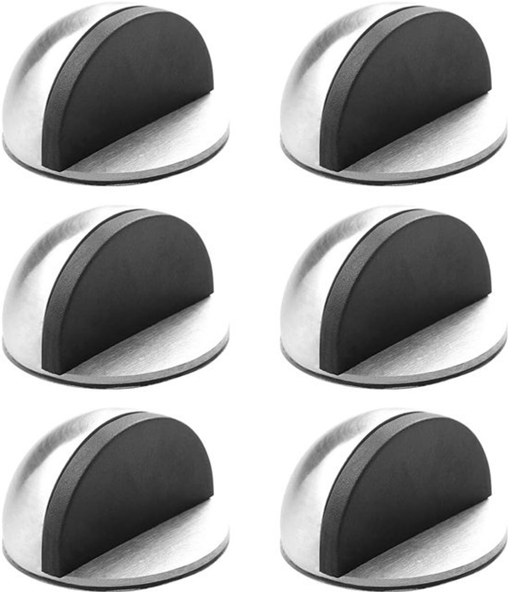 Allecto Plus - Deurstoppers - van roestvrij staal - voor glazen deuren - Zilver - Geluidsreductie - Heavy duty - Vloermontage - Balkondeuren