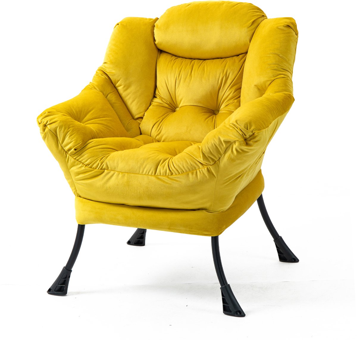 Ropilly Relaxstoel - Fauteuil met Metalen Frame - Comfortabele Loungestoel - Woonkamer & Slaapkamer - Geel