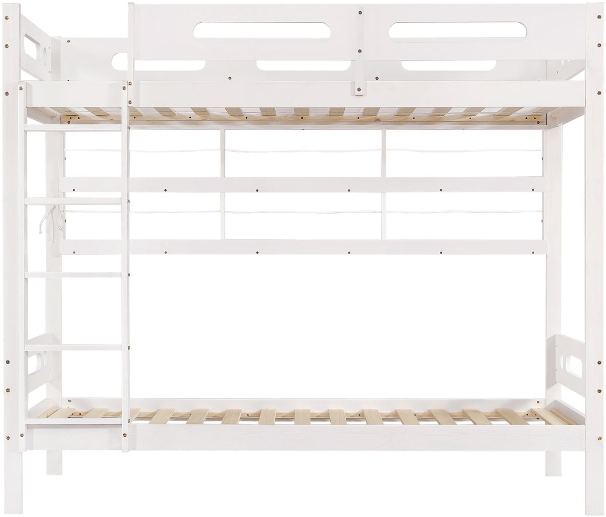 Wit stapelbed 90x200 - kinderbed met uitvalbeveiliging - open planken - veilige ladder - EN747 gecertificeerd - kinderkamer - 205x99,5x175cm - Wit