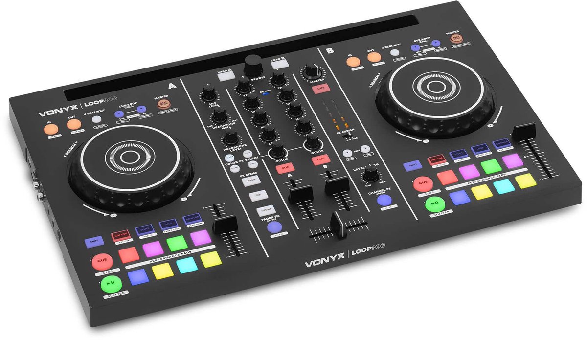 Vonyx Loop300 DJ Controller - 2-Kanaals - Met Virtual DJ LE software - 16 Performance Pads - Touch Sensitive Jogwheels