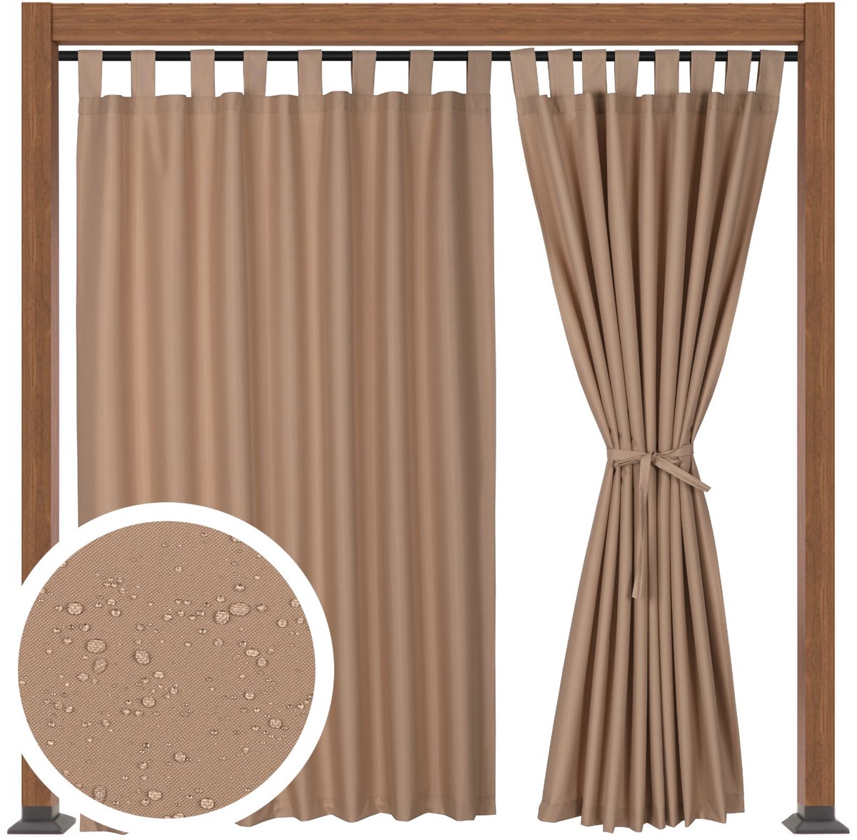 Terrasgordijn Beige 155x160 cm met Klittenband Lusjes