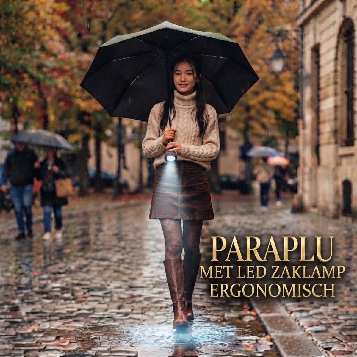Luxe Opvouwbare Paraplu met LED Lampje – Compacte Reisparaplu met Hoesje – Paraplu met Zaklamp en Verlichting – Draagbare Kleine Paraplu voor Tas, Rugzak & Onderweg – Regenparaplu voor Dames en Heren – Handige Paraplu voor Reizen, Werk & School