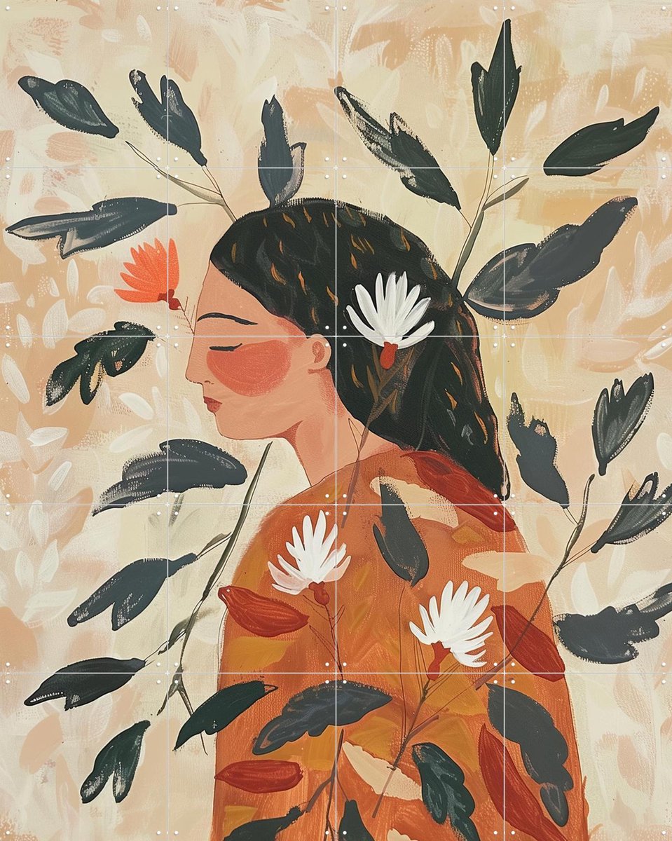 IXXI When Her Thoughts Took Root, Branka Kodžoman - 80 x 100 cm - Gratis ophangtool - Grote wanddecoratie en posters - Schilderijen, Slaapkamer, Gang