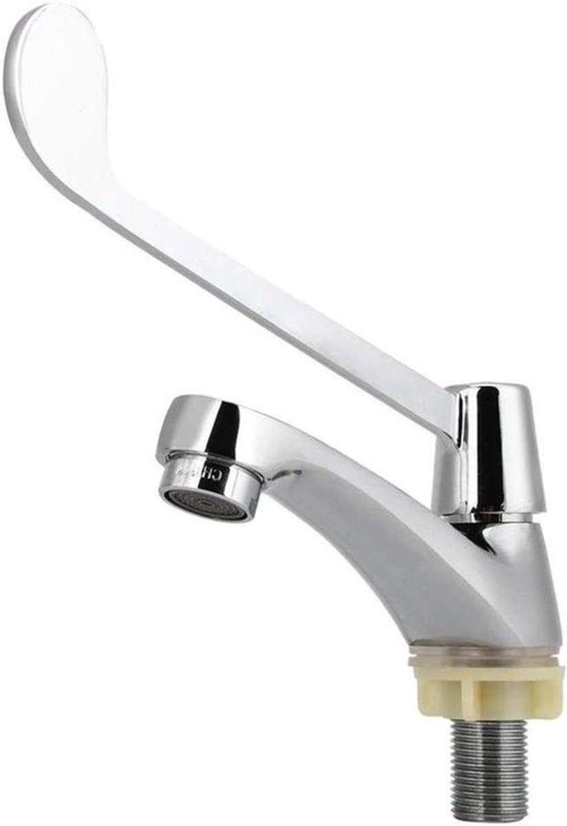 Allecto- medische kraan - Koudwaterkraan - Lange handgreep - Koper - Wastafelarmatuur - Voor ziekenhuizen en laboratoria - G1/2 inch - Geschikt voor wastafels - Lange handgreep
