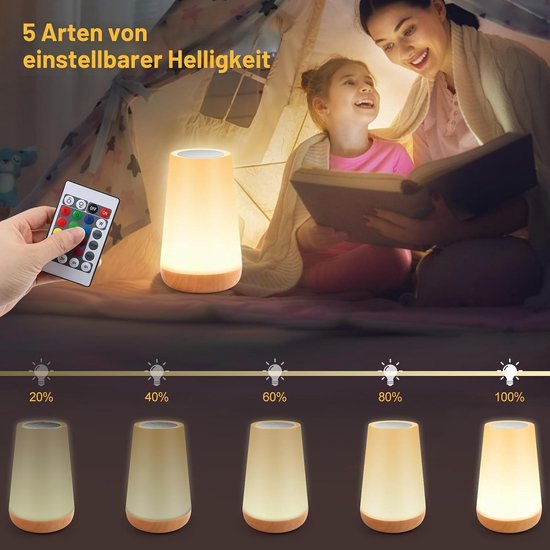 1 stuks - Nachtlampje Volwassenen - Tafellamp slaapkamer - USB oplaadbaar Nachtlampje Kinderen - Leeslamp - Wake-up Light - Sfeerlamp - LED verlichting - Bedlamp voor Baby, Kinderen & Volwassenen van Flintry — afbeelding 4