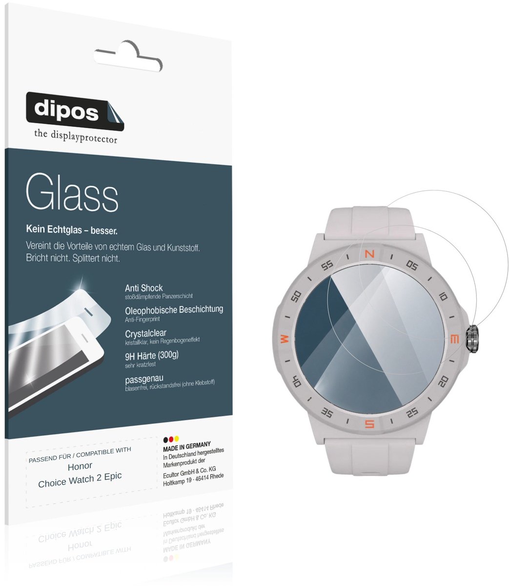 dipos – 2x Pantserfolie geschikt voor Honor Choice Watch 2 Epic | 9H Screenprotector