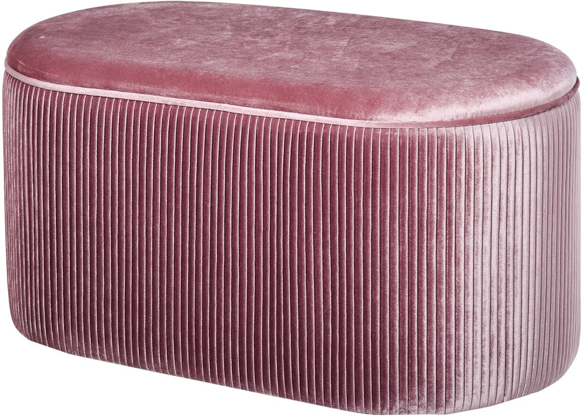 Homona Zitbank met opbergruimte - In retrodesign met fluwelen uitstraling - 81 x 40 x 41 cm - Roze