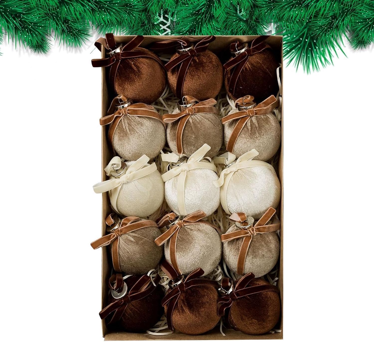 Kerstballen, kerstballen, 15 stuks, 6 cm, gevlokt en