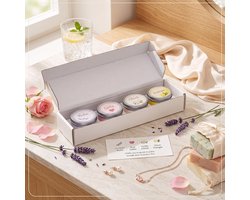 Hestya Cadeauset Met Geurkaarsen voor Vrouwen Met 4 Geuren, Decoratief Cadeau-Idee Kaars en Kaart, Kaarsencadeau voor Collega's, Vriendinnen, Moeders,