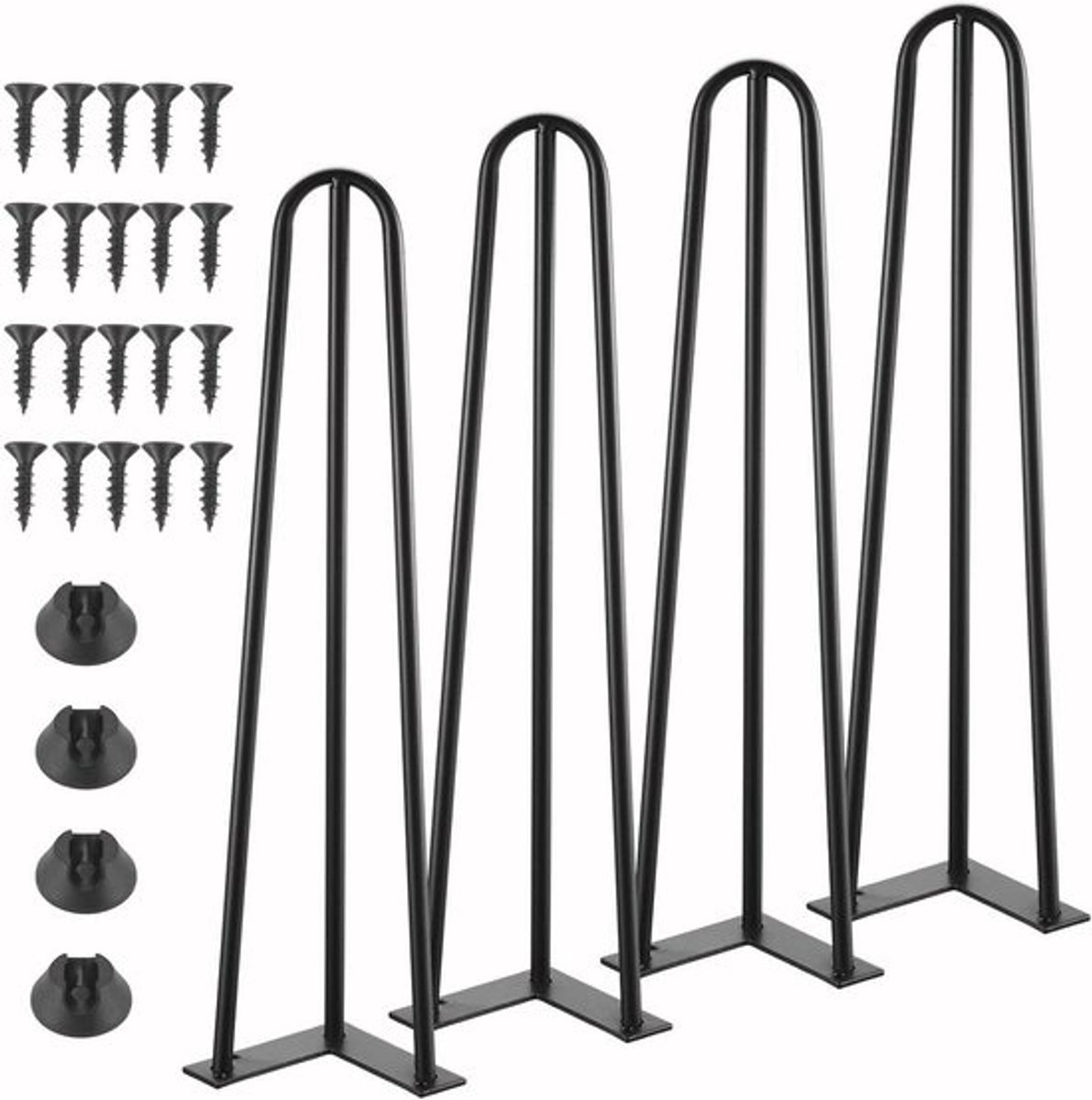 Verstelbare zwarte haarspeld-meubelpoten - Set van 4 - 45 cm hoog - Stevige meubelpoten voor doe-het-zelfprojecten