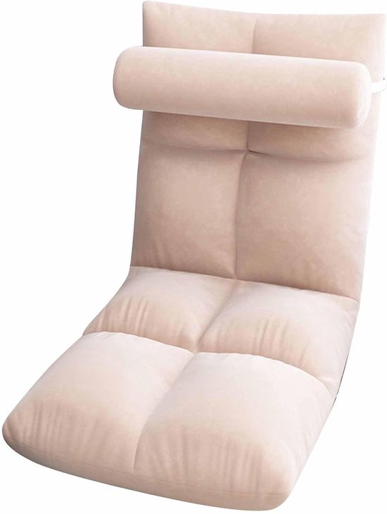 Vouwbare vloerstoel met lendensteun, loungebank met 5 verstelbare posities en comfortabele zitting, ideaal voor woonkamer en slaapkamer (Roze) — afbeelding 3