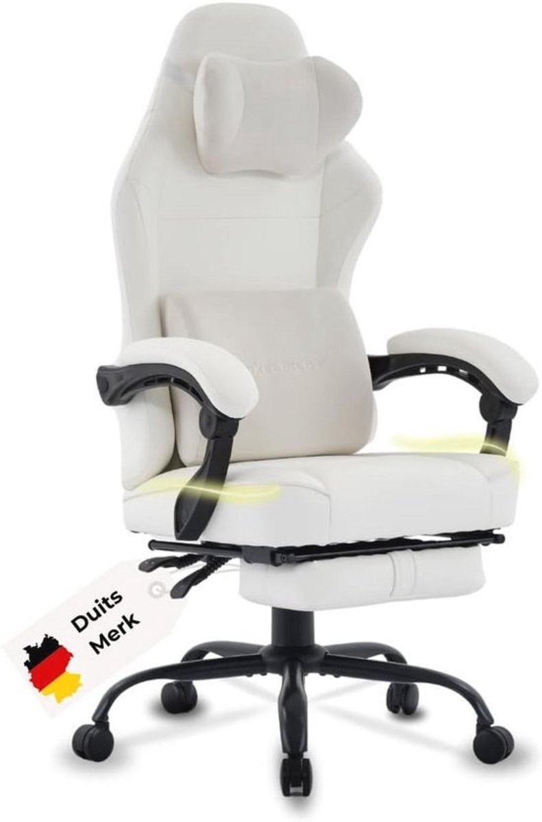 Ergonomische gamingstoel - met voetensteun - van ademend stof voor pc-gamers
