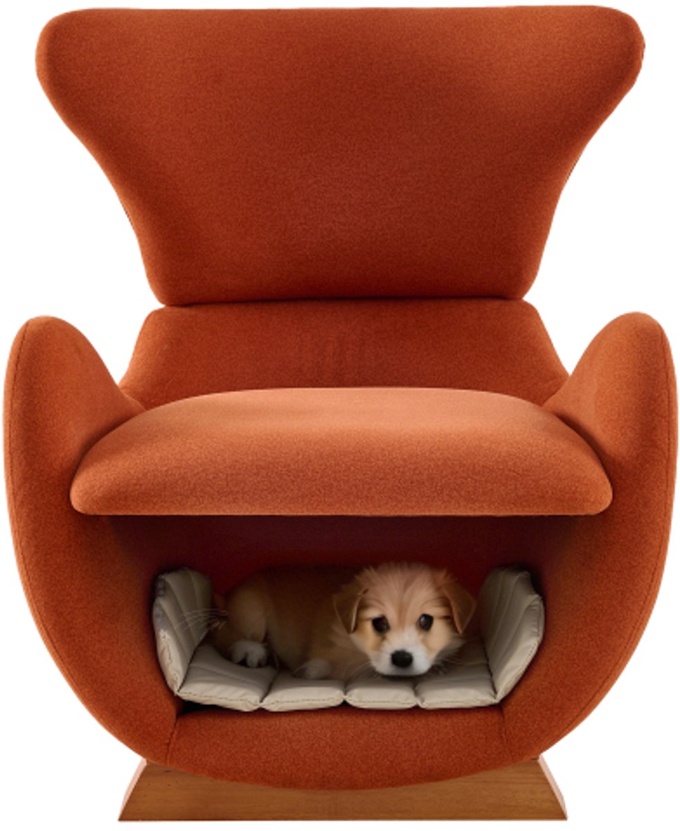 Rolipo Loungestoel met huisdierenhol - Woonkamerfauteuil met kattenruimte - Krabvaste bekleding - Schuimvulling – 66 x 69 x 76 cm – Baksteenrood
