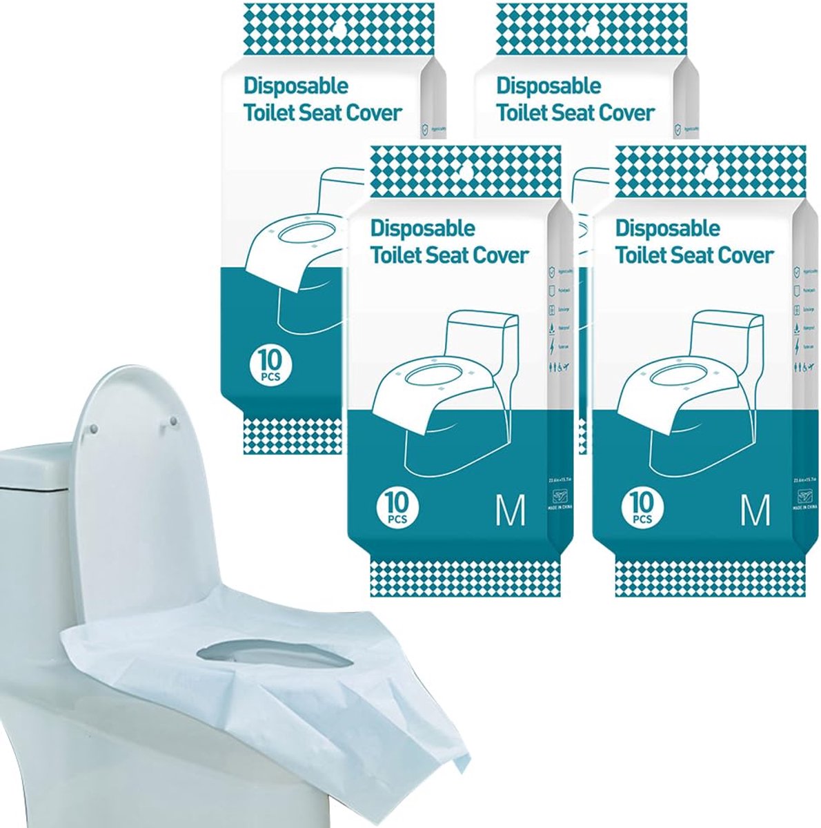 40 stuks Wegwerp Toiletbril Covers - Ultrazacht & Waterdicht voor Maximale Hygiëne | Ideaal voor Gezinnen, Zwangeren en Kinderen(Blauw pro）