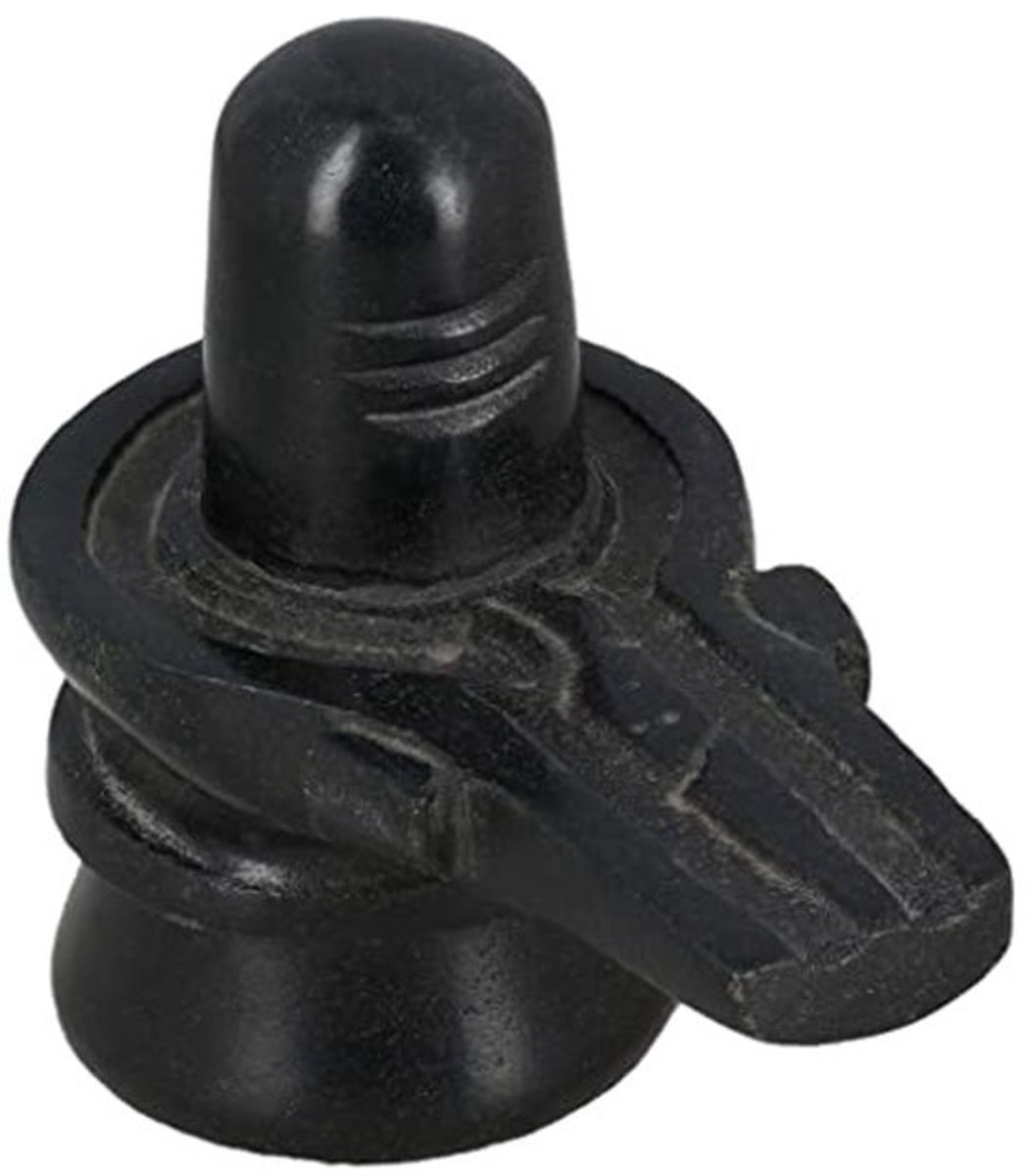 Shiva Lingam Idol - Zwart marmeren standbeeld voor thuis en kantoor