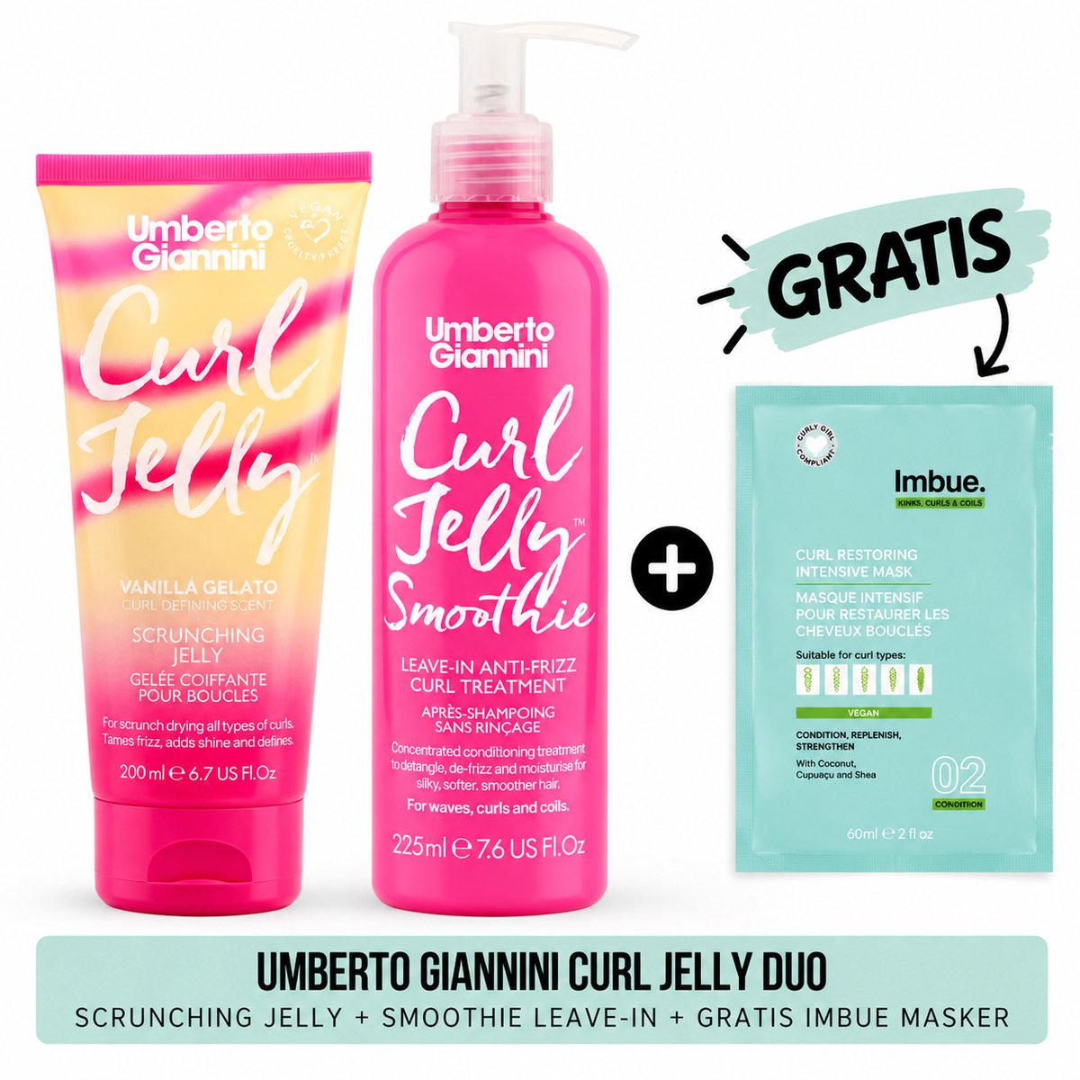 Umberto Giannini Curl Jelly Smoothie & Limited-Edition Vanilla Curl Jelly Duo + GRATIS Imbue Mask Sachet