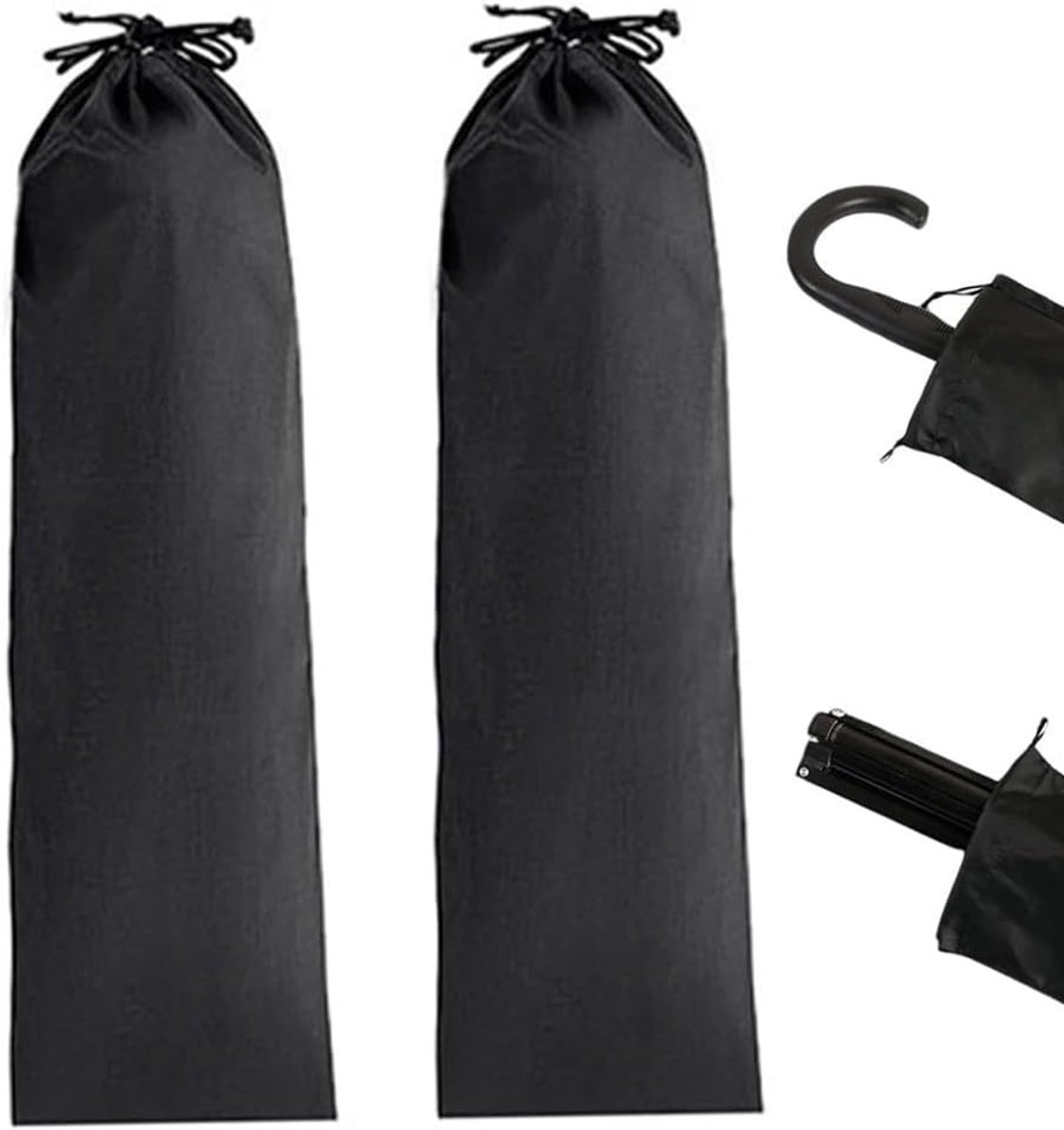 Tas met trekkoord, 2-pack 60 cm Oxford doek opbergzak voor tentstokken statief paraplu, waterdichte beschermende draagtas voor kamperen, reizen, fotografie, outdoor gear organisatie, zwart