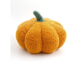 Xionghonglong 3D-gevuld pompoenkussen - Decoratief kussen en pluizig pluche speelgoed - Pompoen-, kamer-, bank-, Halloween- en partydecoratie, favorieten (geel)