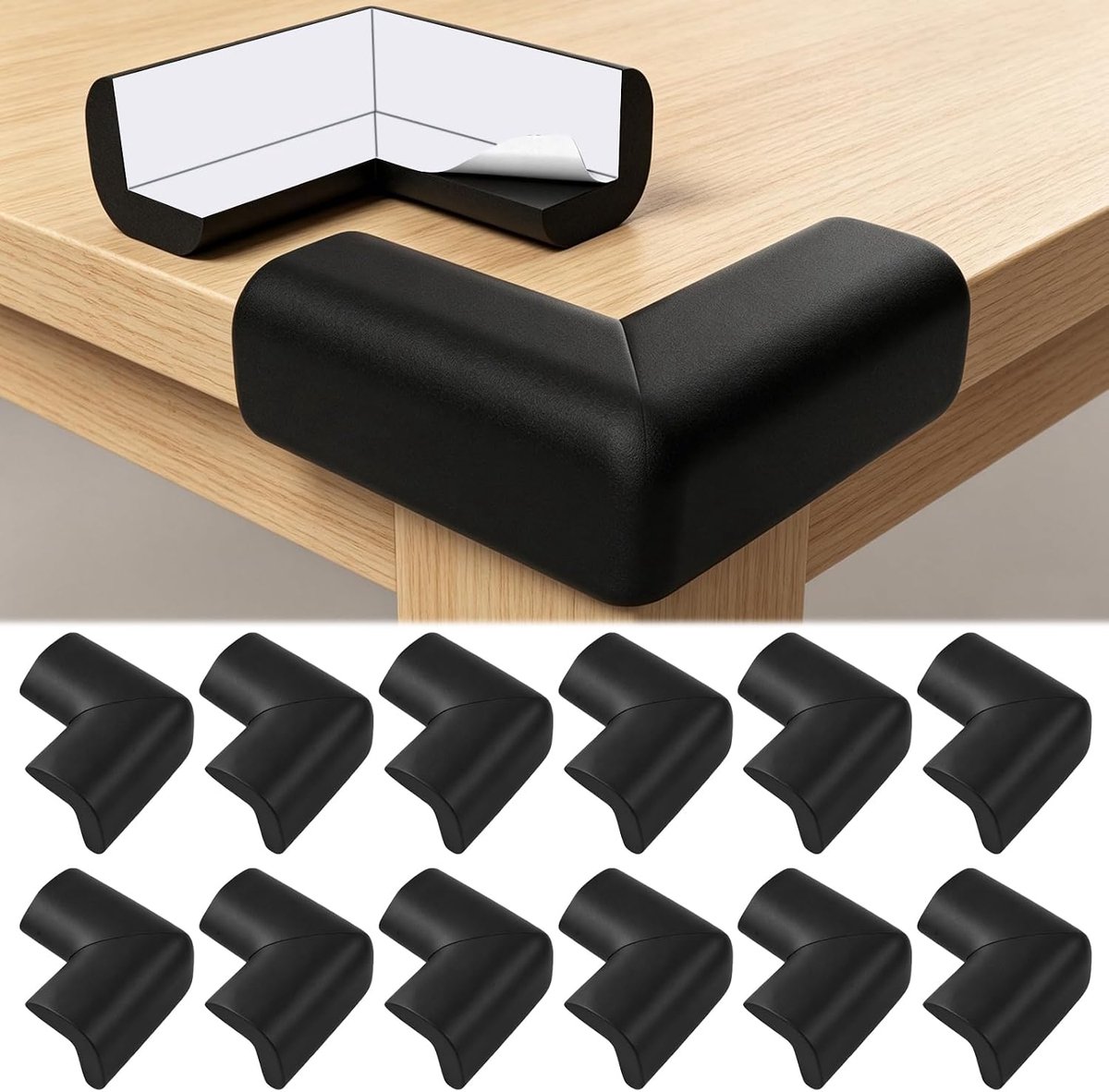 Randbescherming voor baby's, randbescherming, zelfklevend, beschermende hoeken voor meubels, zacht schuim, hoekbescherming voor tafel, meubels en hoeken, 12 stuks