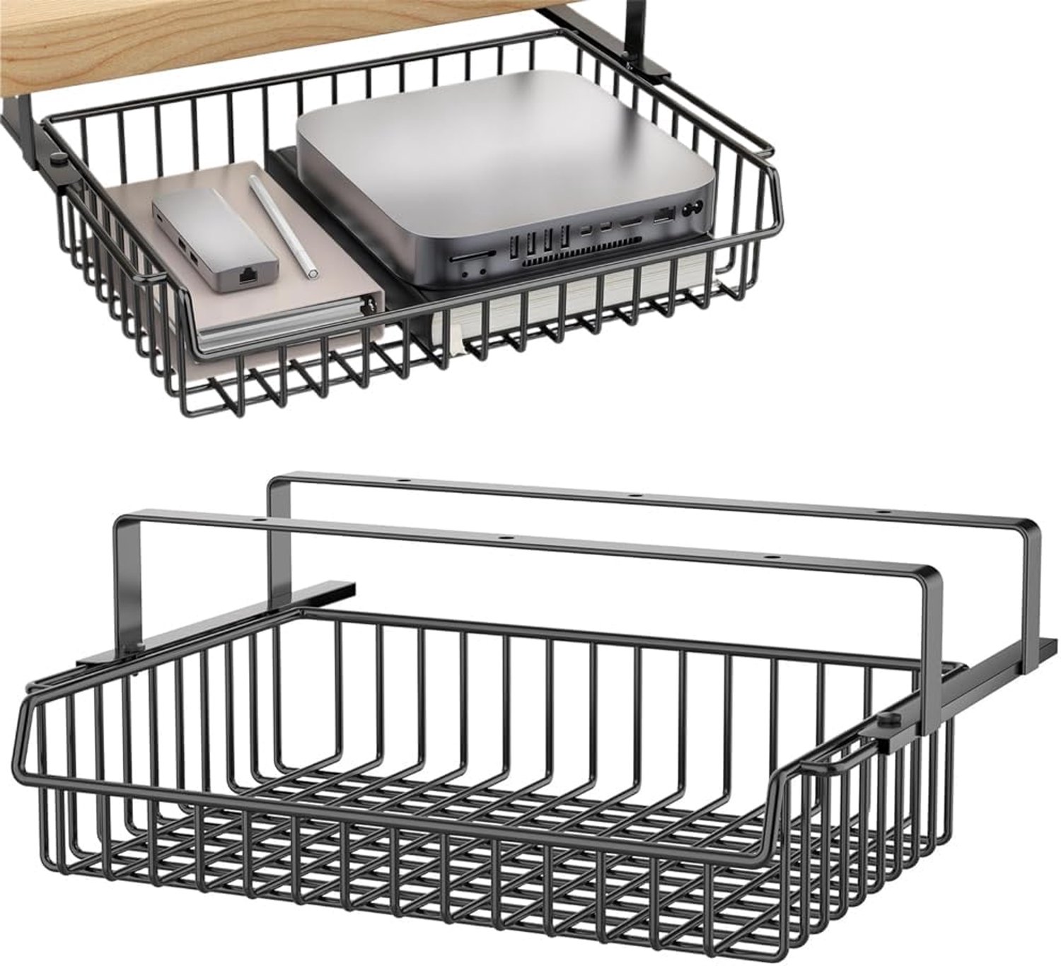 Lade onder het bureau, metalen verborgen bureau-organizer, onder tafel lade, grote capaciteit, organizer voor school, kantoor, thuis