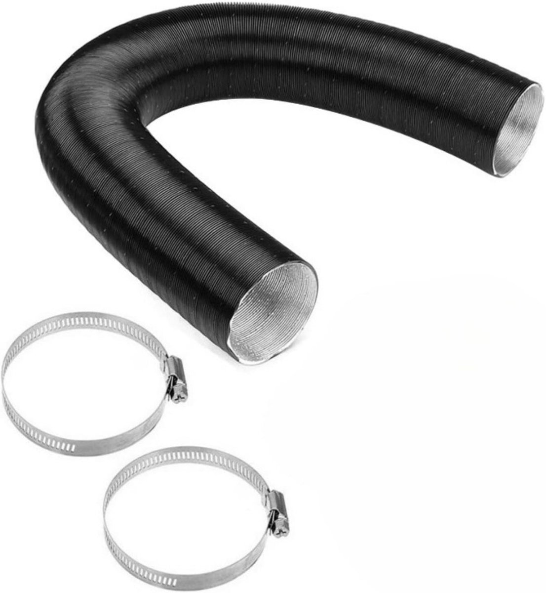 Flexibele verwarmingsbuis met 2 roestvrijstalen slangklemmen, 100 cm, aluminiumfolie, luchtkanaal voor dieselverwarming, parkeren, warme luchtmachine (25 mm/0,98 inch)