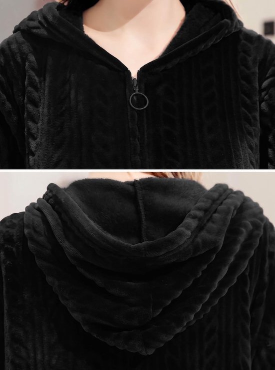 Toga Shaggy Extra Lang Fluffy met rits Capuchon Badjas Pluche Flanel Microvezel Fleece Winter Gezellig Warm Zacht Kuitlengte Vloer-loungewear — afbeelding 3