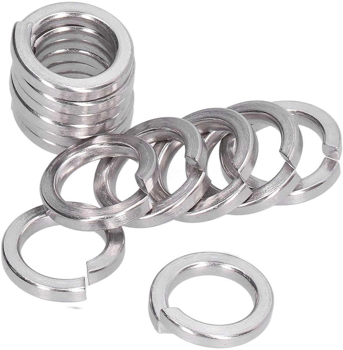 Ringen voor schroeven Borgringen Sluitring Set M3 M4 M5 M6 M8 M10 M12 150 stks Veer Borgringen Split Vierkante Sectie Assortiment Tool A2 Roestvrij Staal(M3)