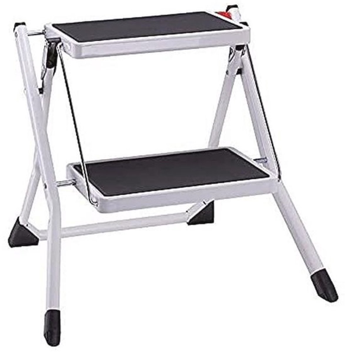 Vouwtrapladder - 2 treden - Huishoudladder - Opklapbaar ontwerp met antislip - 49 x 49 x 45 cm, tot 150 kg