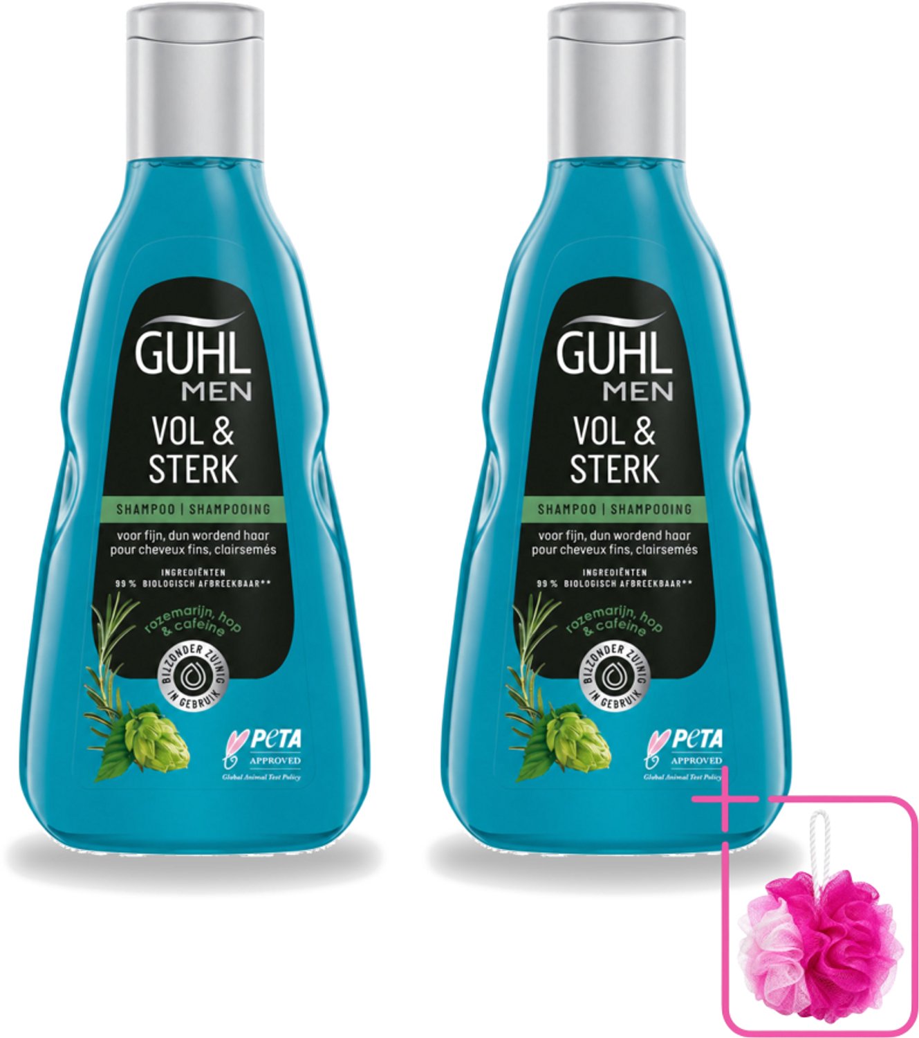 2 x Guhl - Shampoo - Men Vol & Sterk - 250 ml - Bulkverpakking - Mannenhaar - Douchemop - Volume