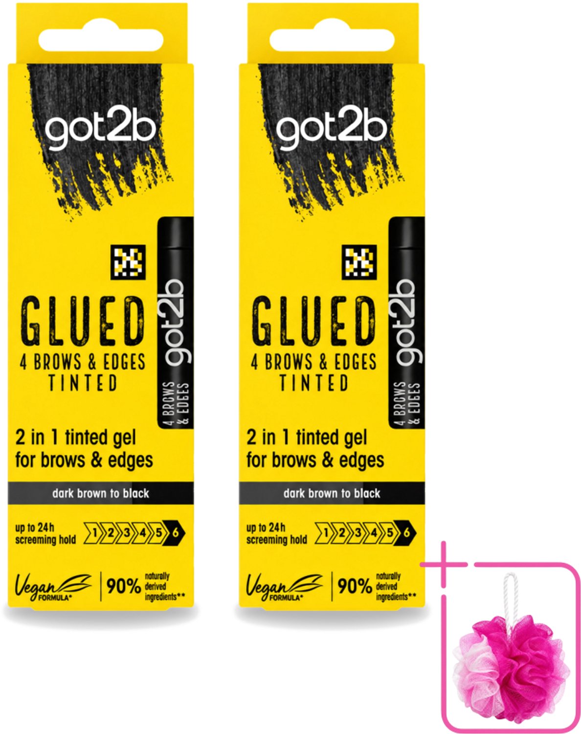 2 x Got2B - 2-in-1 Gel - Brows & Edges Zwart - 16 ml - Bulkverpakking - Wenkbrauwen en haarranden - Gestylde brows