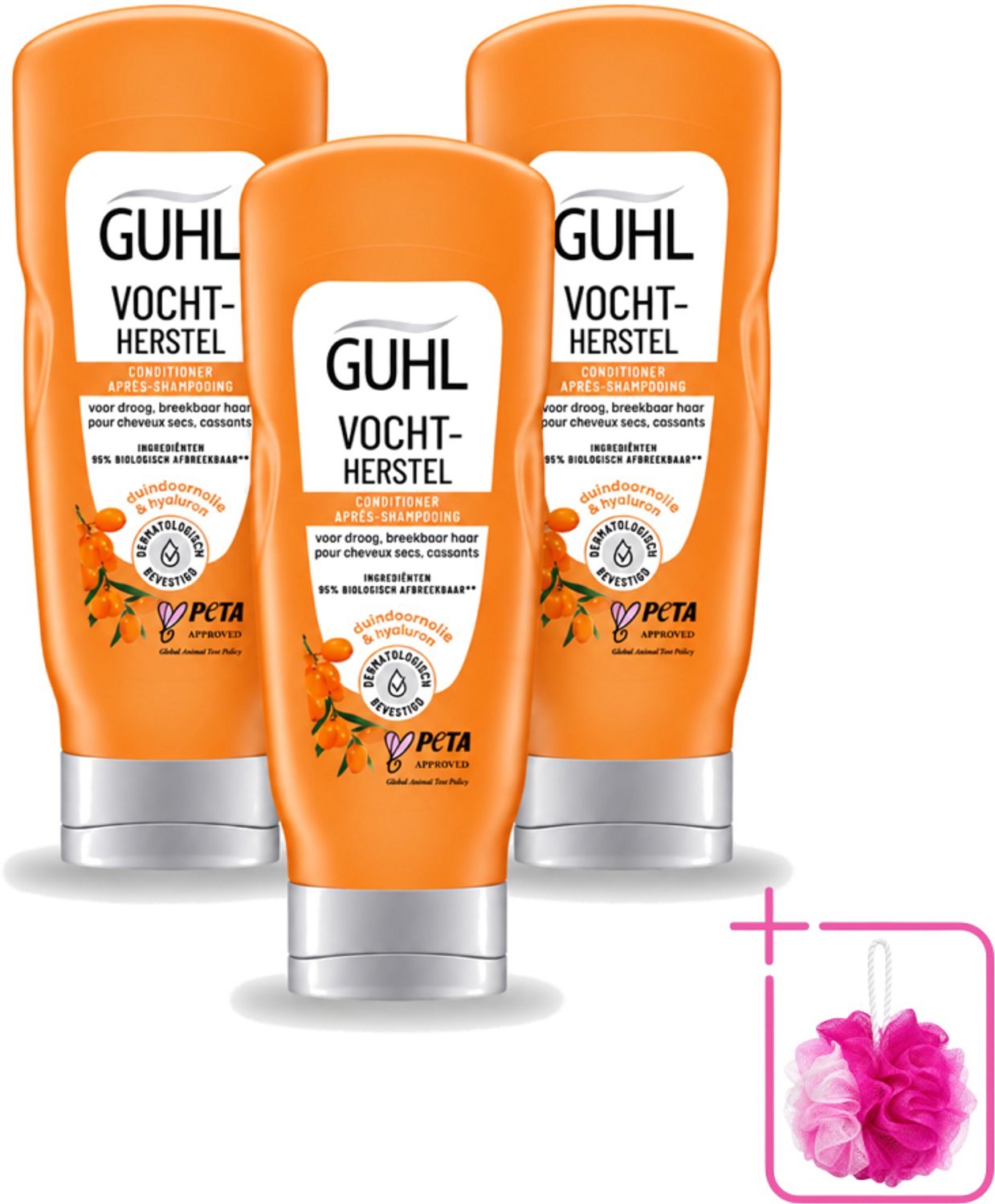 3 x Guhl - Crème Conditioner - Vochtbalans - 200 ml - Bulkverpakking - Hydratatie haar - Douchemop - Vochtbalans haar