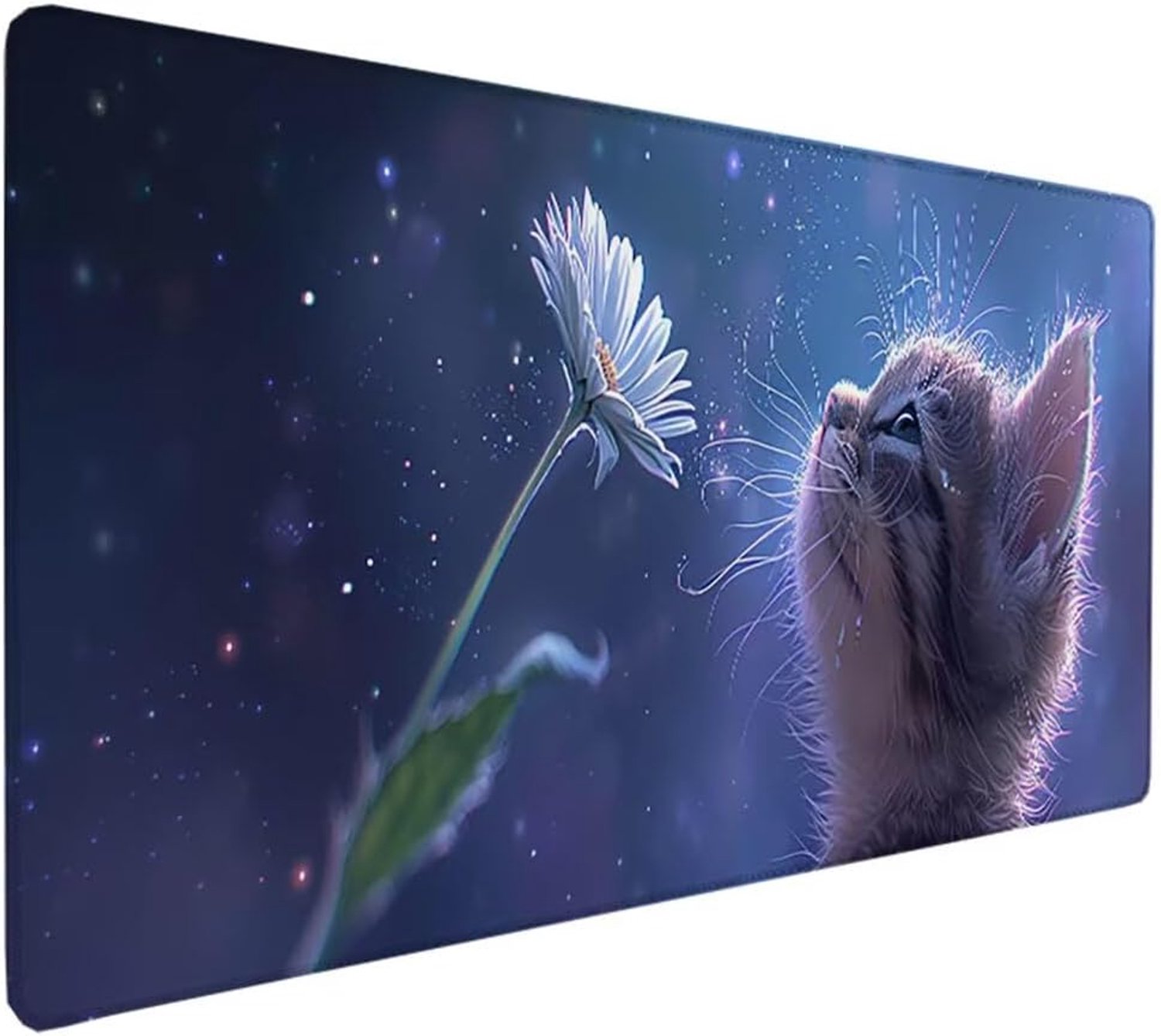 Muismat 1200 x 600 x 3 mm verdikte zachte comfortabele gaming-muismat, blauwe bloem antislip rubberen basis waterdicht glad oppervlak duurzame gestikte randen muismatten voor gaming kantoor