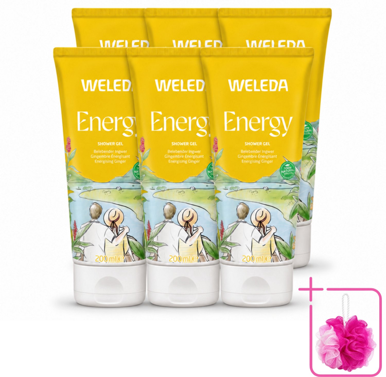 6 x WELEDA - Douchegel Aroma Shower Energy - 200 ml - Bulkverpakking - Energie - Douchemop - Energieboost