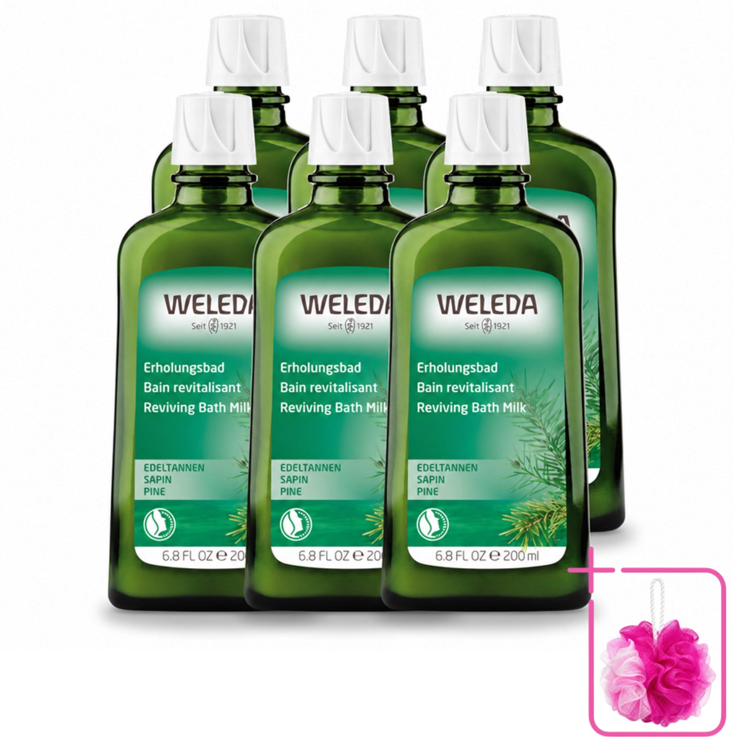 6 x WELEDA - Verkwikkingsbadmelk - Zilverspar - 200 ml - Bulkverpakking - Badmelk - Douchemop - Ontspanning