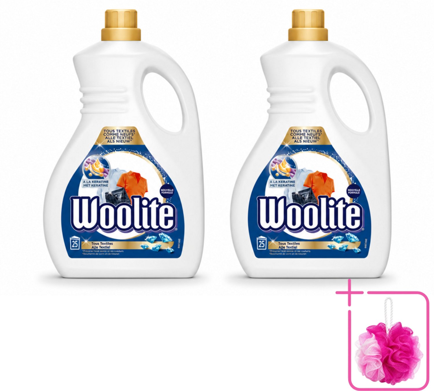 2 x Woolite - Wasmiddel - Vloeibaar Wasmiddel - Alle textiel - 25wb/1,5L - Bulkverpakking - Wasmiddel voor textiel - Douchemop - Keratine wasmiddel