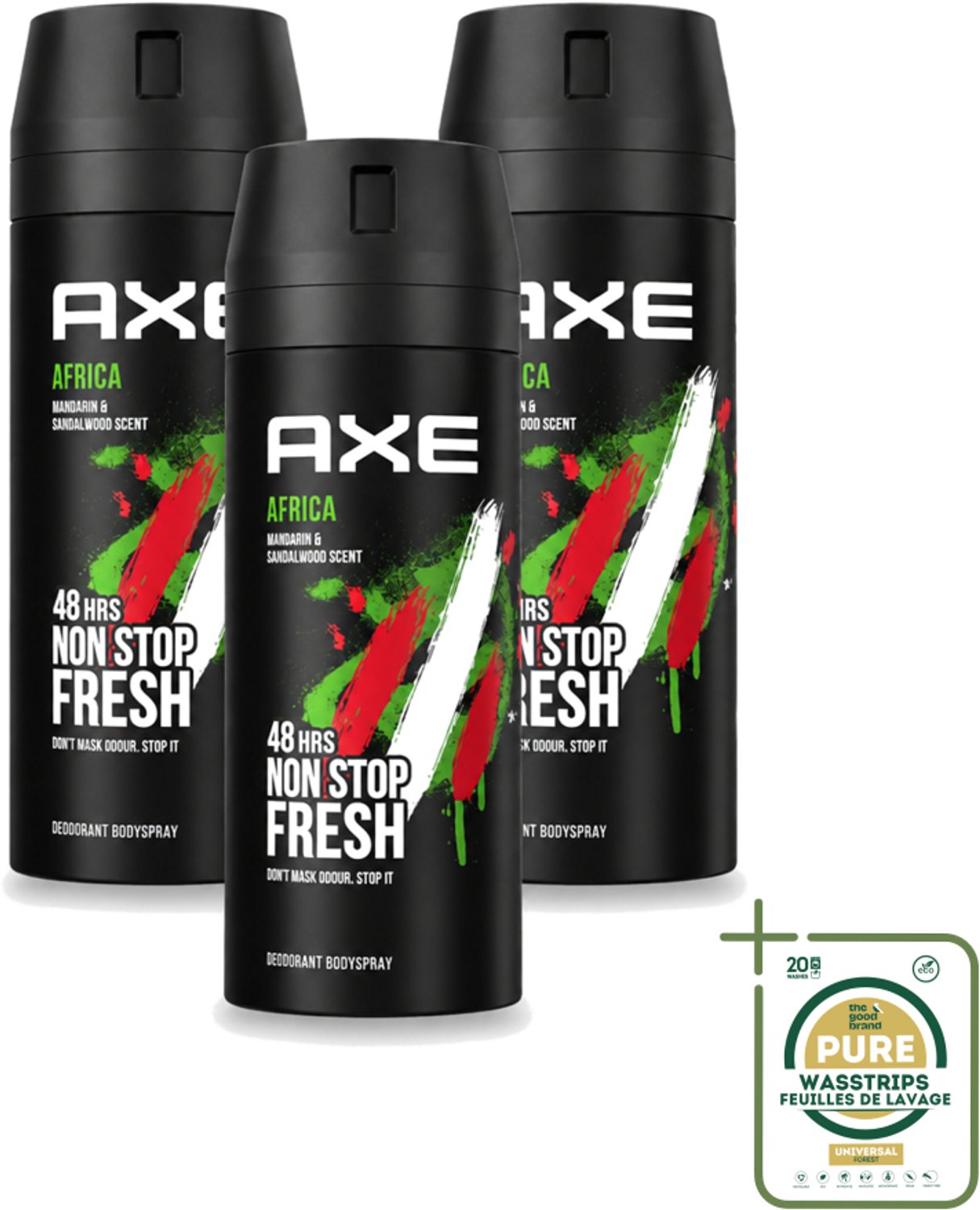 3 x Axe – Deodorant – Africa – 150 ml - Axe Africa Deodorant Bodyspray - Geur - Frisheid - Geurbestrijding - Zinktechnologie