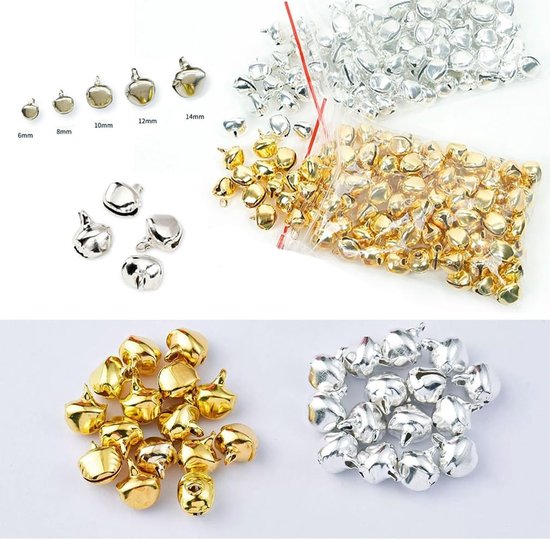 200 stuks kleine belletjes, mini-belletjes, klokken om te knutselen, metalen belletjes van koper, roestbestendig, klankvolle belletjes voor doe-het-zelf knutselen, Kerstmis, belletjesstaafjes — afbeelding 5