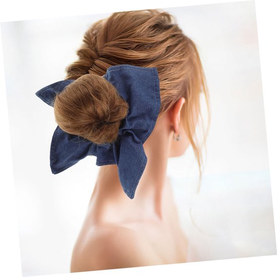 2stuks Denim Blauw Vierkante Sjaal Haarbanden Voor Vrouwen Elastische Haaraccessoires Comfortabel Voor Diverse Haarstijlen Geschikt Voor Casual Formele Gelegenheden — afbeelding 3